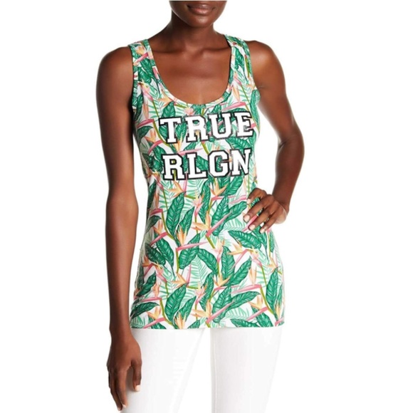 NWT True Religion Women's Birds Of Paradise Tropical Tank Top - Picture 1 of 9